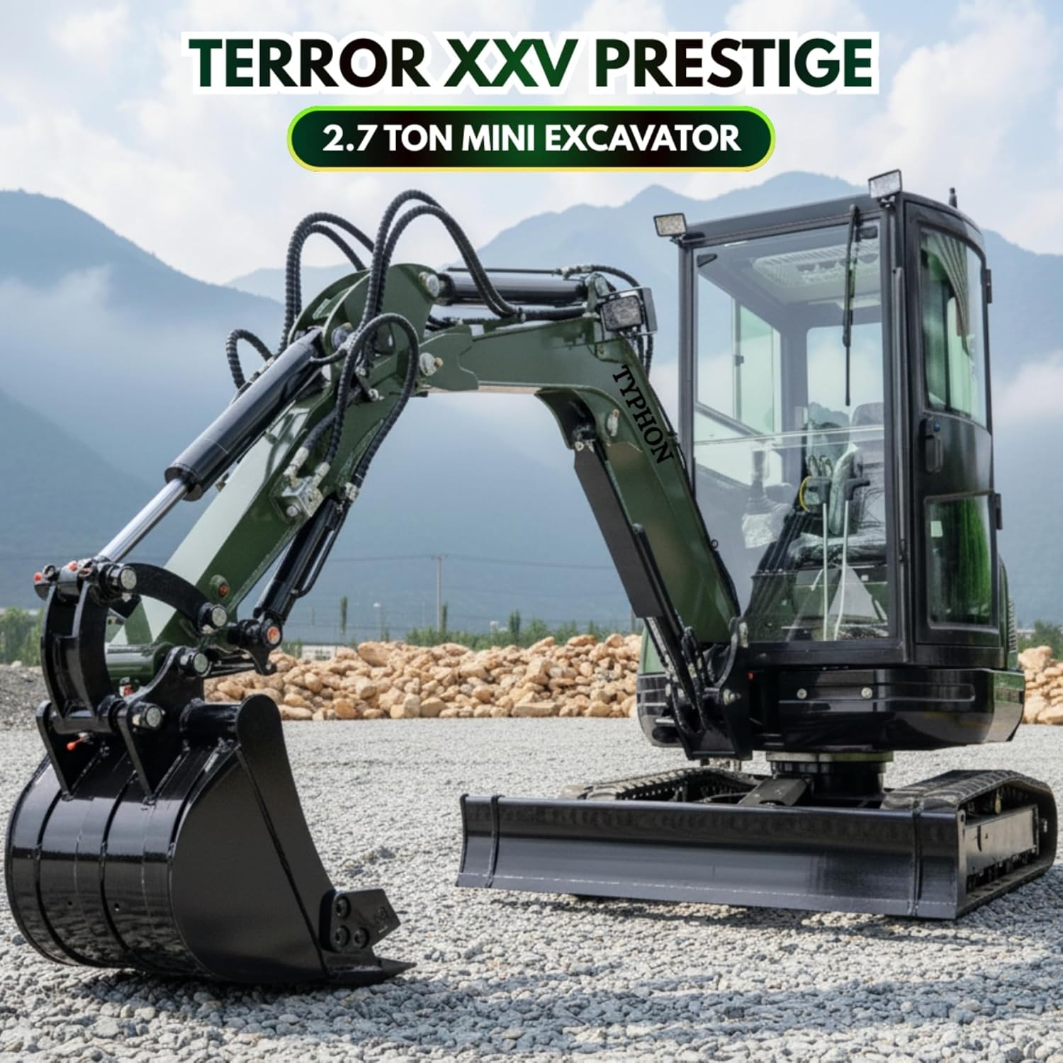 TYPHON TERROR XXV mini excavator review,should I buy TYPHON TERROR XXV,TYPHON TERROR XXV vs Kubota,TYPHON TERROR XXV pros cons,best 2.7-ton mini excavator,TYPHON TERROR XXV worth buying unboxing and complete package contents