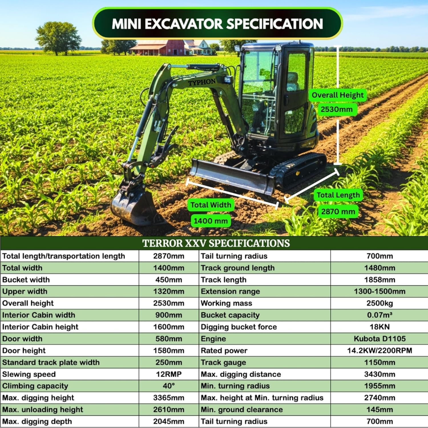 TYPHON TERROR XXV mini excavator review,should I buy TYPHON TERROR XXV,TYPHON TERROR XXV vs Kubota,TYPHON TERROR XXV pros cons,best 2.7-ton mini excavator,TYPHON TERROR XXV worth buying performance testing and real-world results